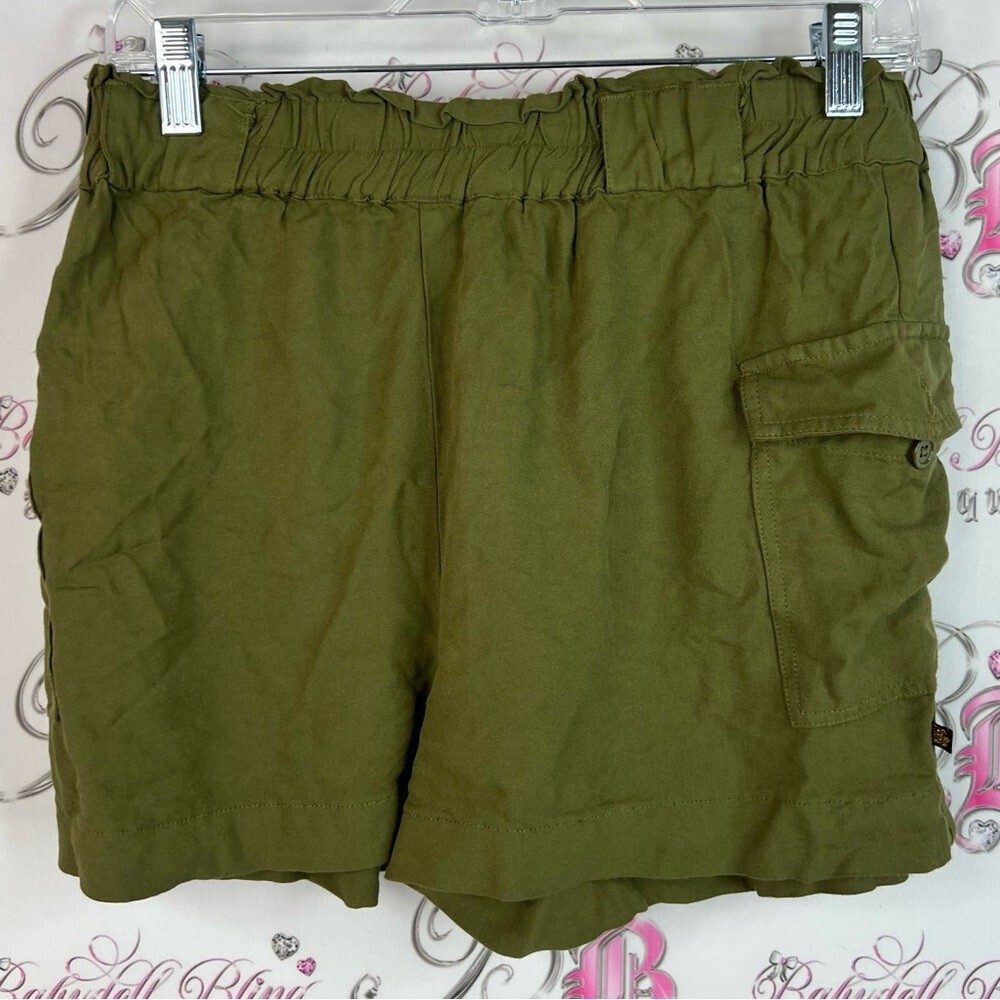 La Vie En Rose aqua shorts green pockets smocked Khaki Women's Cargo Shorts